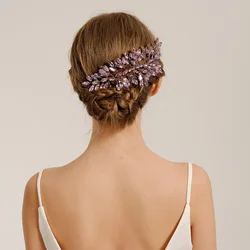 Purple Lavender Handmade Baroque Crystal Hairband Bridal Wedding Headdress Hairband Wedding Dress Accessories