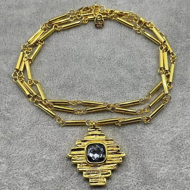 

Цепочка с черным драгоценным камнем премиум-класса, ожерелье для женщин, винтажная роскошная бижутерия, праздничный сувенир для девушек, банкет