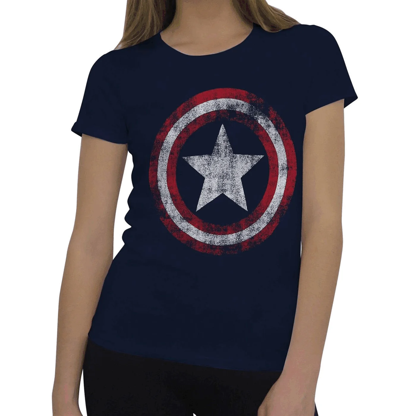 Summer Marvel Movie Captain America Logo Girl Distress Shield Royal T-Shirt Kids/Adult Casual Crew Neck Short Sleeve Top