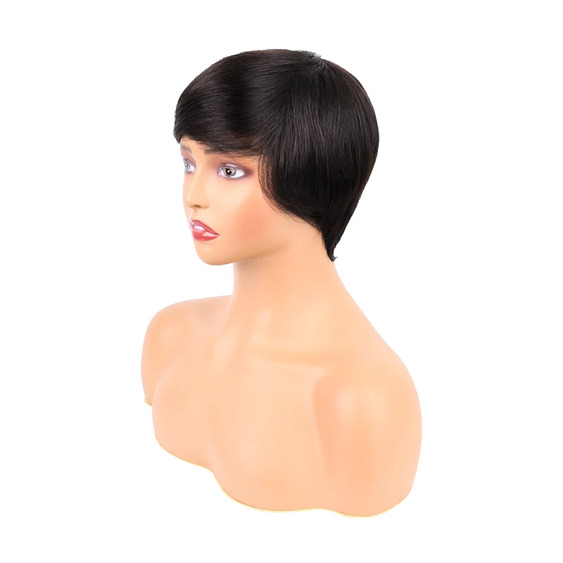 Perruques Pixie Cut pour femmes, perruques de cheveux humains, perruque courte en couches, perruque Pixie, densité 150%, 6 po, 1B