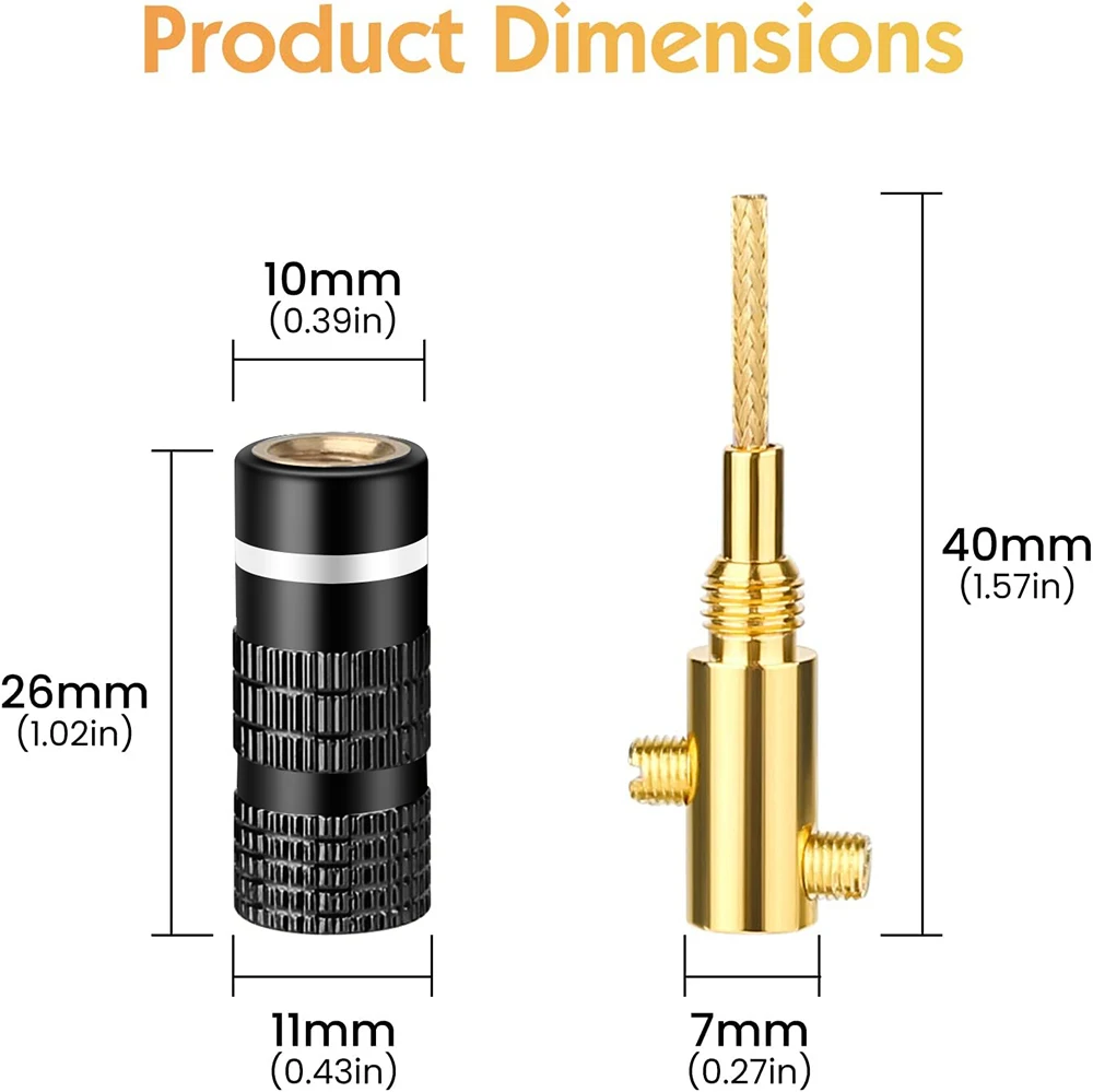 HiFi Flex Pin Banana Plugs, entradas com mola, terminais de alto-falante, conectores, pinos de 2mm, 10pcs