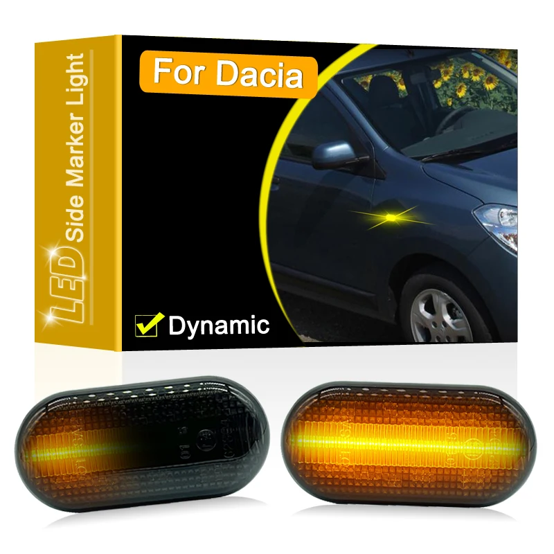 Smoked Lens Waterproof LED Side Fender Marker Lamp Flowing Turn Signal Light For Dacia Dokker 2010-18 Lodgy Logan 2004-13 Docks