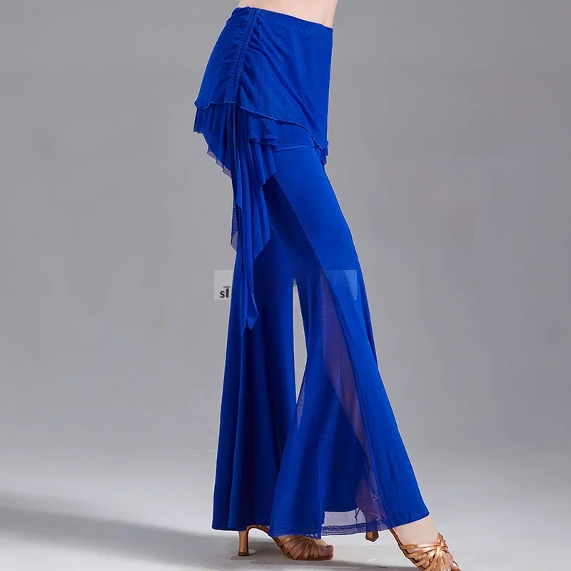 

Turquoise Long Pants for Latin Dance Square Dancing Sailor Dance Slow Four Waist Modern Dance Tee Step Stamp Gituba
