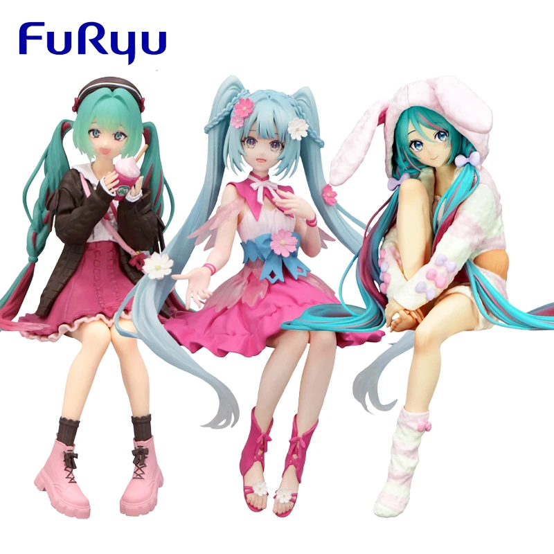 

Original FuRyu Noodle Stopper Hatsune Miku Fall Rendezvous Rabbit Ears Pajamas Anime Figure Collectible Model Birthday Gifts