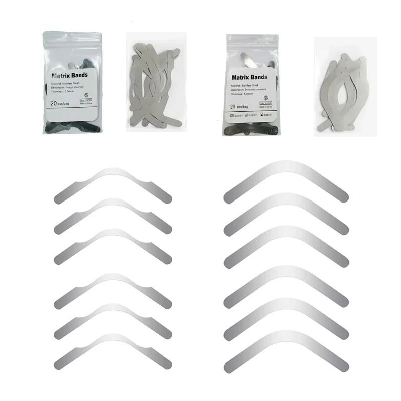 10pcs/pack Lab Matrix Bands Tofflemire 0.04mm Gingival Wall Lift/Large Curvature Sectional Contoured Matrices Matrix Bands s