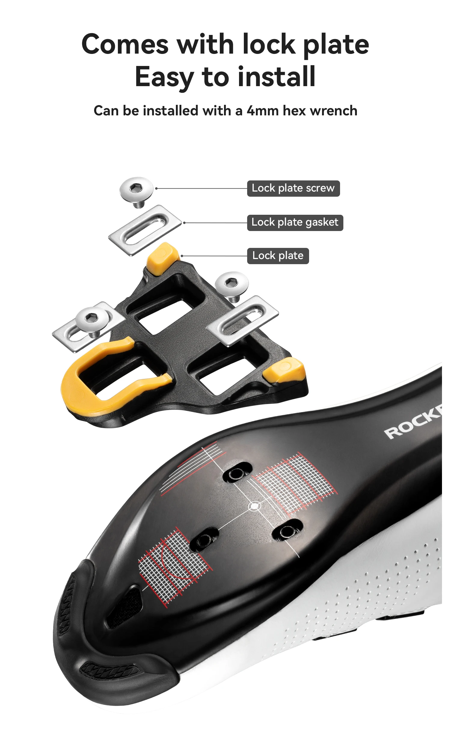 ROCKBROS Fahrradpedal mit Rutschfester Verriegelung MTB Fahrradpedale Flache Klemmplatte Verriegelungs-Pedal SPD Aluminiumlegierung mit Verriegelungsplatte – Detail 9