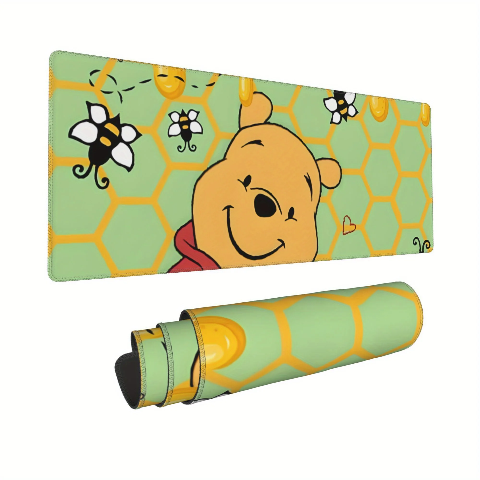 لوحة مفاتيح وماوس كبيرة للكمبيوتر من Winnie the Pooh Honey Wall - قاعدة مطاطية غير قابلة للانزلاق، حواف مخيطة، مثالية للألعاب والمكتب U
