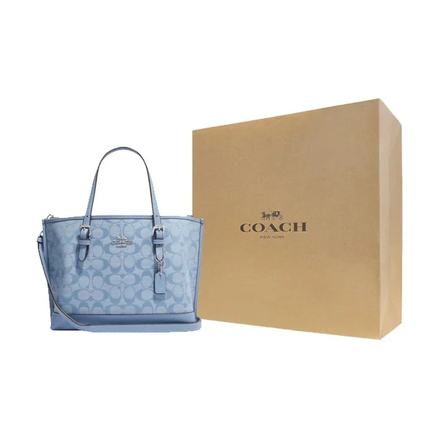 COACH Mollie Fabric With Cow Leather Handbag, Shoulder Bag, Crossbody Bag 25 Women's Light Blue CH228-SVM6A