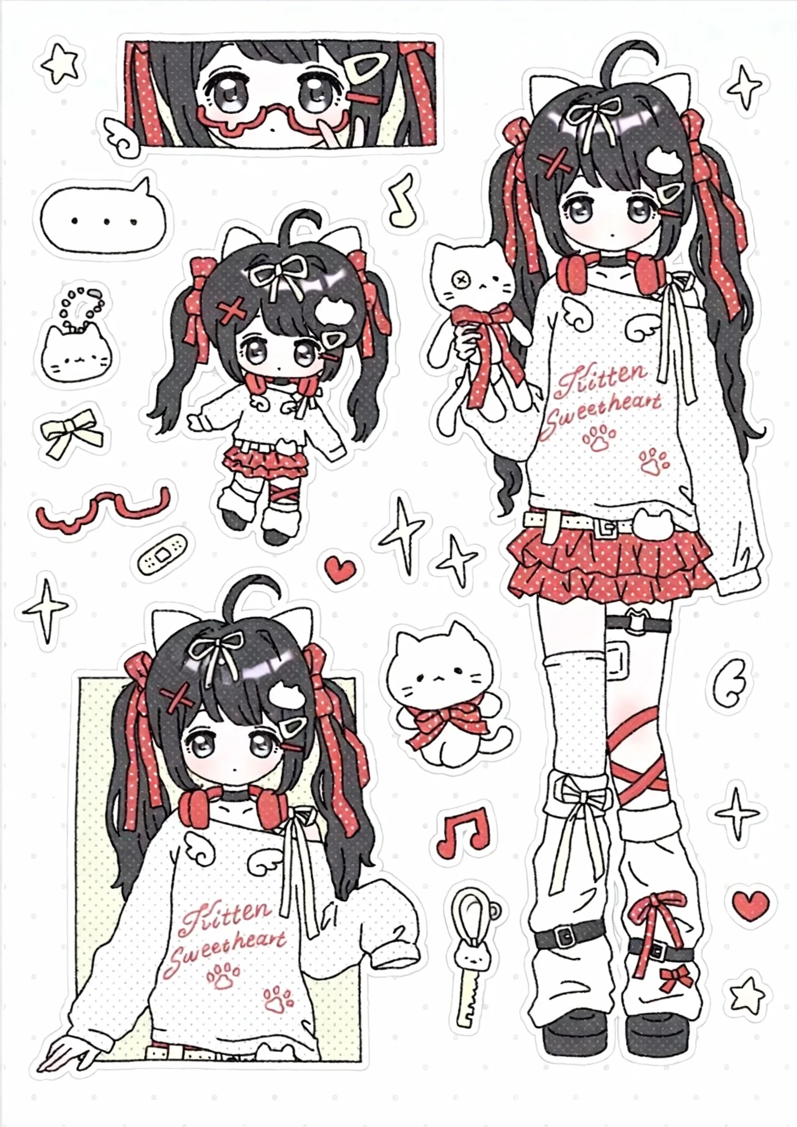 Sweet Girl Cute Cartoon Ins Collage Characters Guka Stickers DIY Decorative Handbook view 3