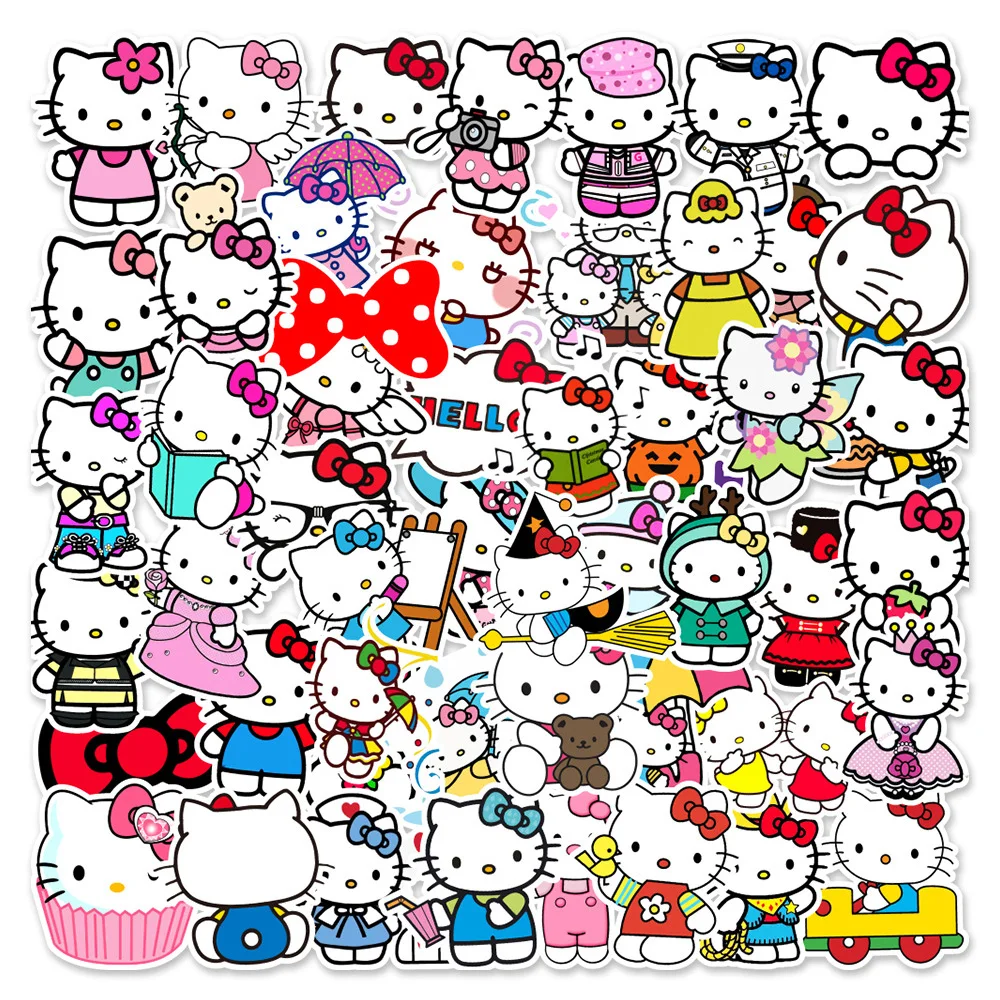 10/30/50PCS Sanrio Hello Kitty Cute Stickers Decoration Kawaii Decals Kids Toy Notebook Laptop Phone Suitcase Stationery Sticker