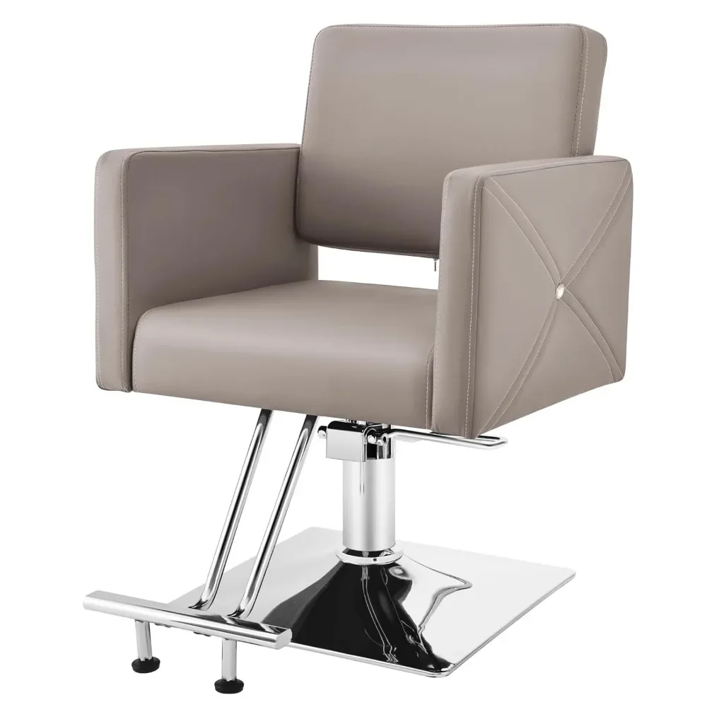 

Grey Salon Chair for Hair Stylist with Back Cover, Hydraulic Hair Chair 360 Swivel Barber Chair, Beauty Salon Equipment