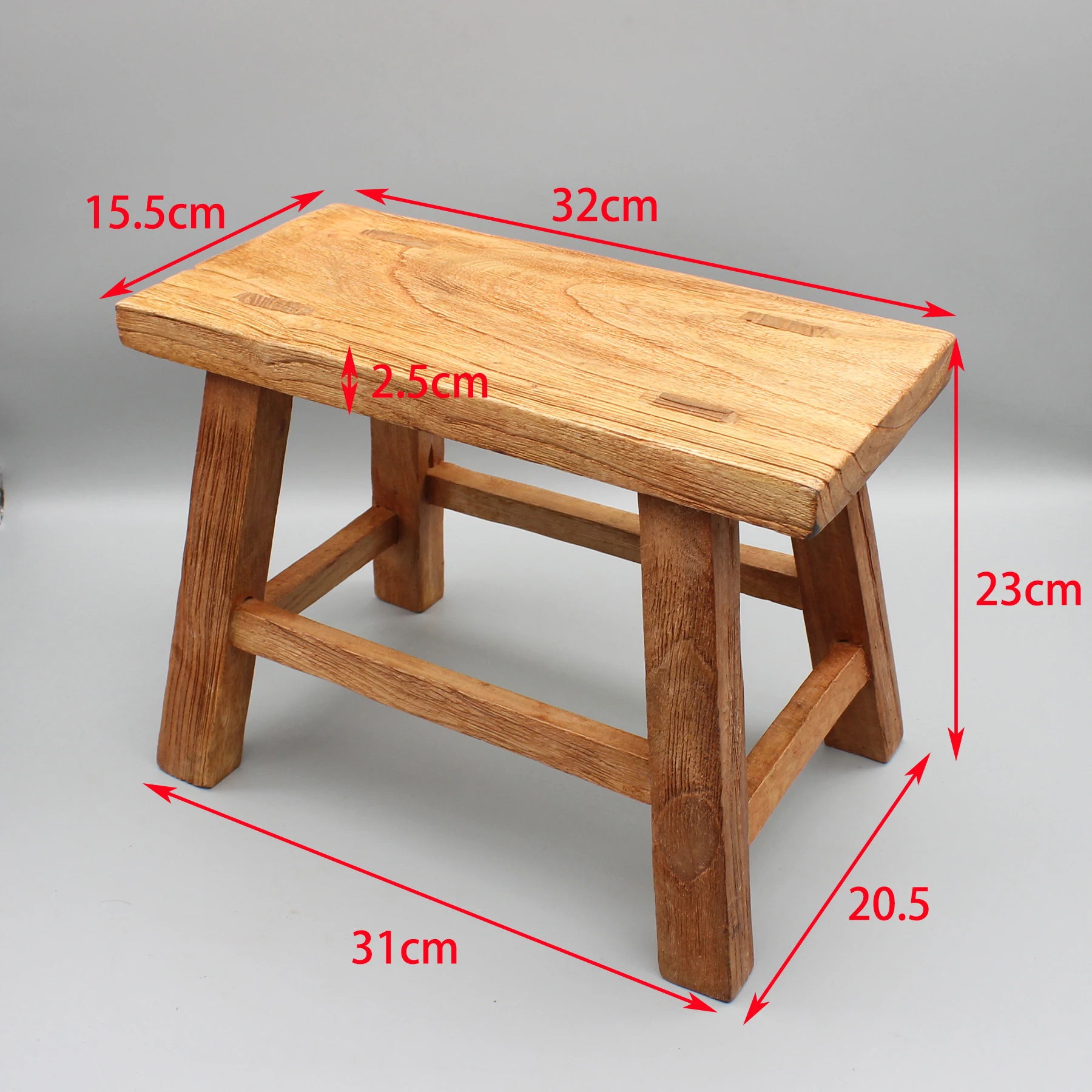 Newly Made Solid Wooden Stool, Elm Hardwood, Rustic Finishing, Kids Chair, Mortise and Tenon Jointed