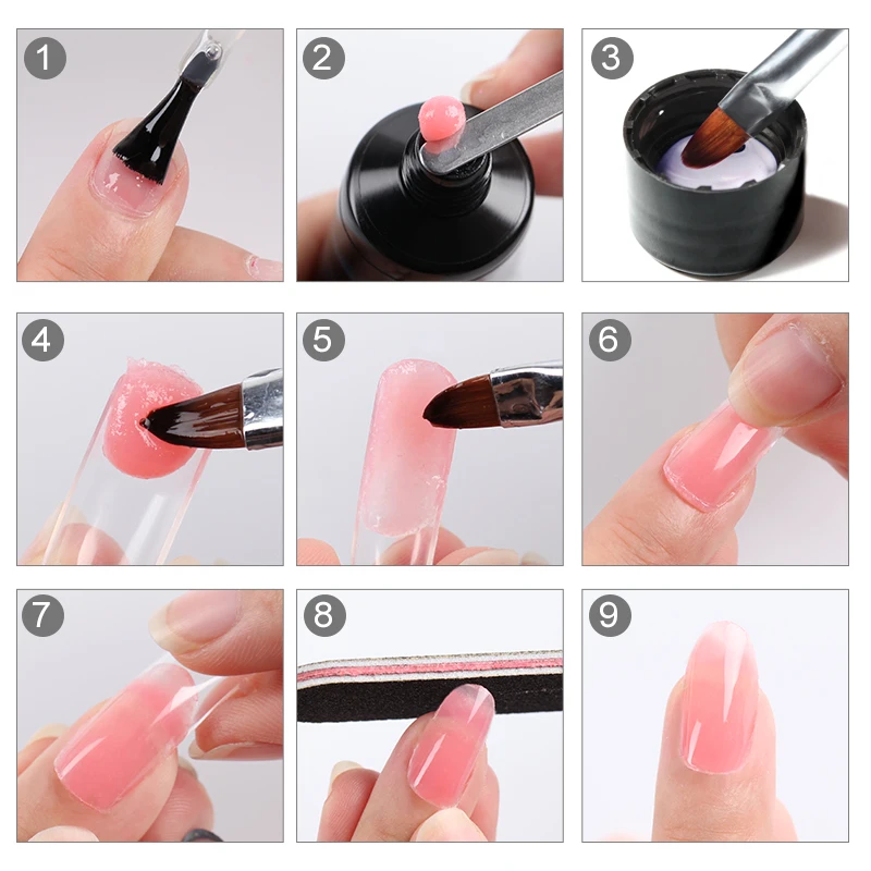 ROSALIND 15ml Poly Nail Gel Kit Nail Extension 36W Nail Lamp Full Manicure Top Base Coat Poly Extension Nail Gel Nails Tool Kit