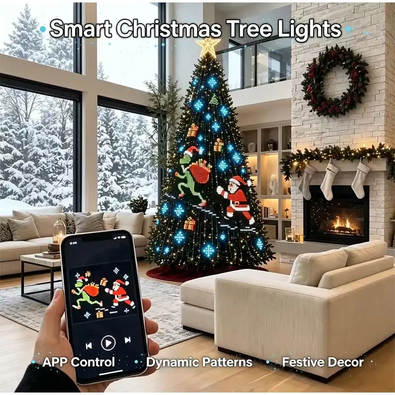 Smart Christmas Tree Lights RGBIC LED String Lights APP Control Dynamic Patterns Festive Decor Halloween DIY Light Show Lights