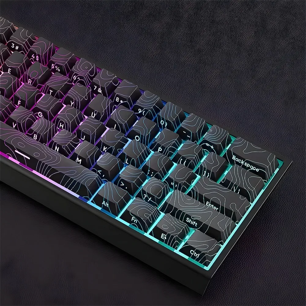 

Black, Cherry Keycap Set PBT 136 Keys, Personality, Transmission, Contour V3 for 61/87/104/108 Mechanical Keyboard