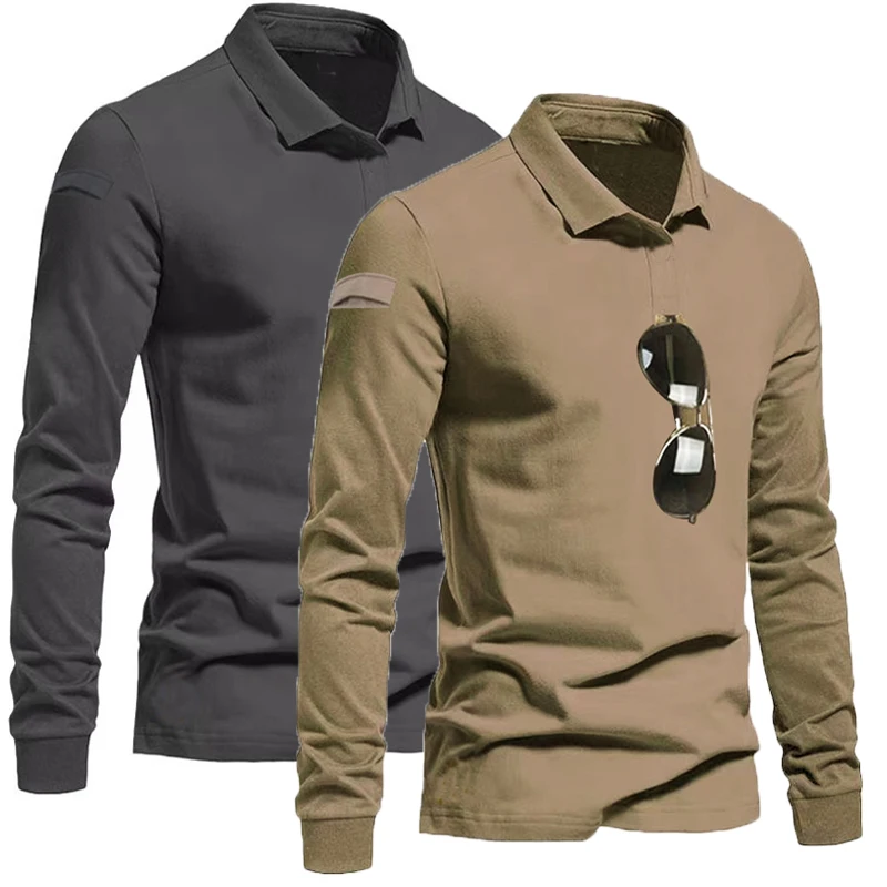 

Мужские летние дышащие футболки с длинным рукавом, быстросохнущие, с отложным воротником, для походов, кемпинга, бега, велоспорта, скалолазания, карго-футболки