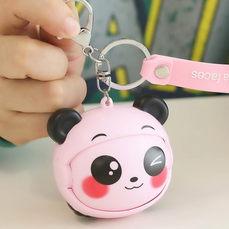 Novelty Funny Sichuan Opera Face Changing Panda Backpack Charm Keychain Pendant Cartoon Cute Face Changing Panda Decompress Toys