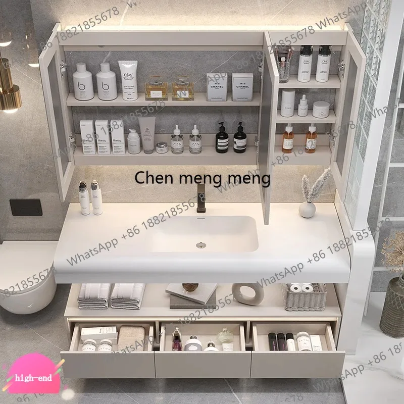 Bathroom Furniture Skin Sensor Bathroom Vanity Cabinet With Sink And Mirror Integrated Arc Washing Table Combination To Wash