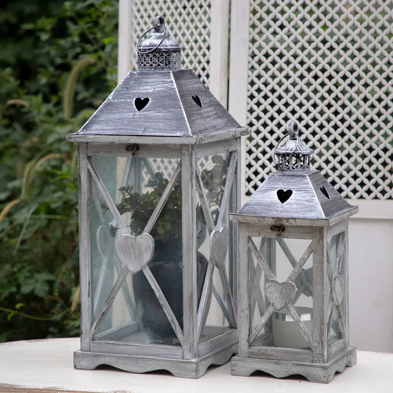 Large retro wrought iron wood wind lamp, antique candlestick lamp