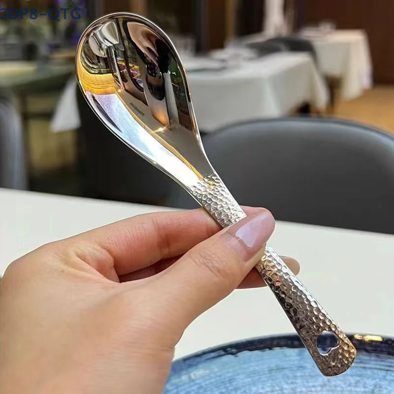 

Hot sale Stainless Steel Soup Spoon Deepen Large Capacity Spoon Silver Mirror Polished Flatware Soup Rice Home Kitchen Tableware