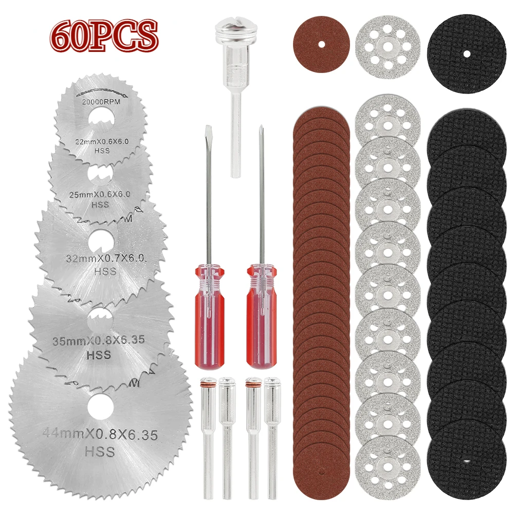 60PCS Cutting Wheel Set Wear Resistant Cutting Disc Kit Circular Saw Blade Set Diamond Saw Blades For Dremel Cutting Rotary Tool