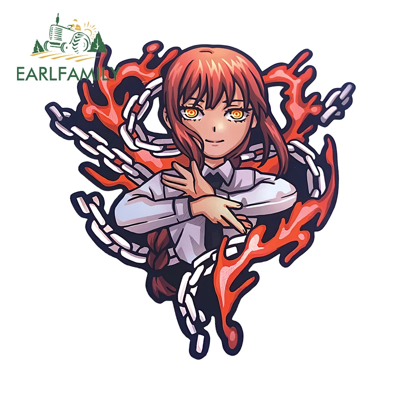 EARLFAMILY Tentacle Flame Makima Chibi Power Car Stickers Fanart Chain School JDM Saw Female Accessories Anime Funny Decals