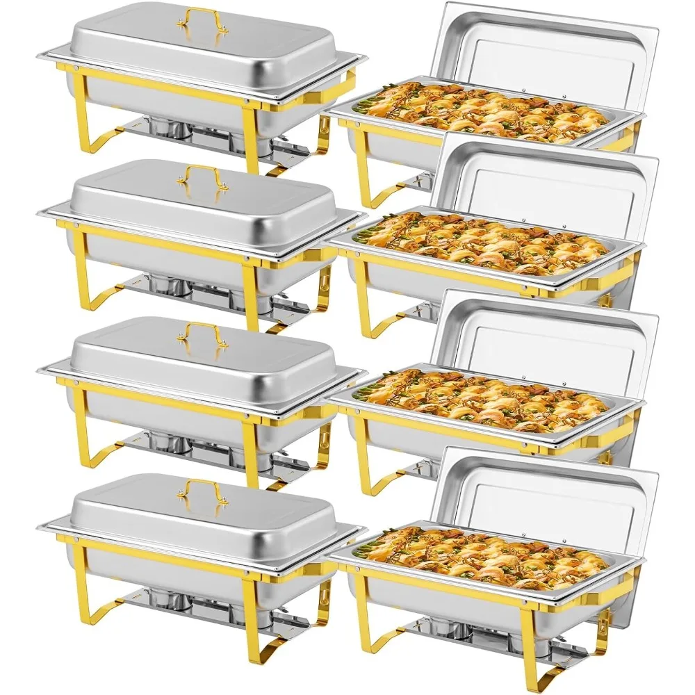 

2~8 Pack Gold Chafing Dishes for Buffet, High Grade Chafing Dish Buffet Set