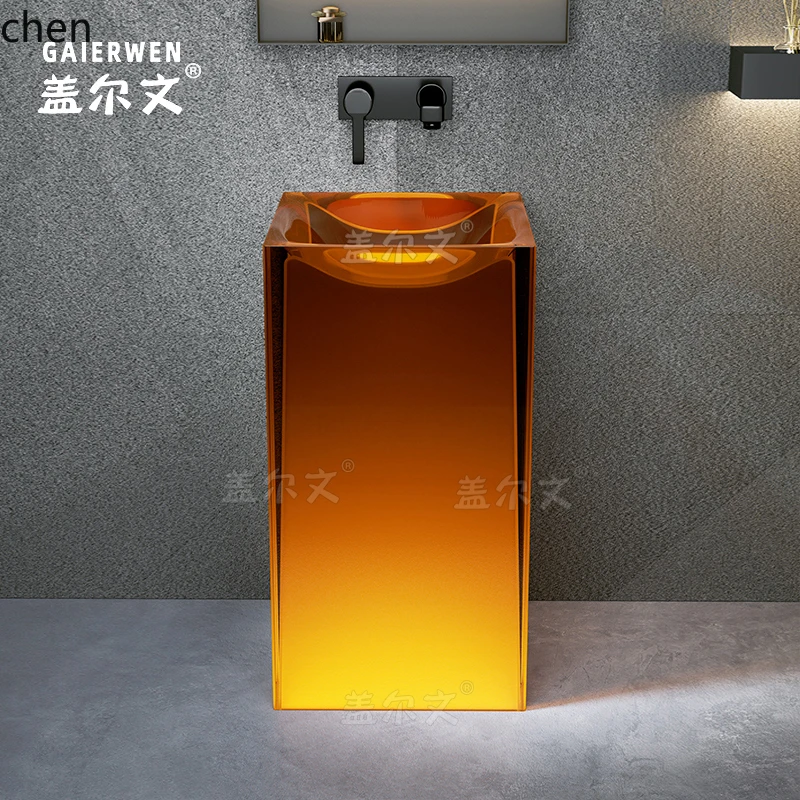 

ZML wash basin toilet wash balcony transparent resin art basin Internet celebrity column basin