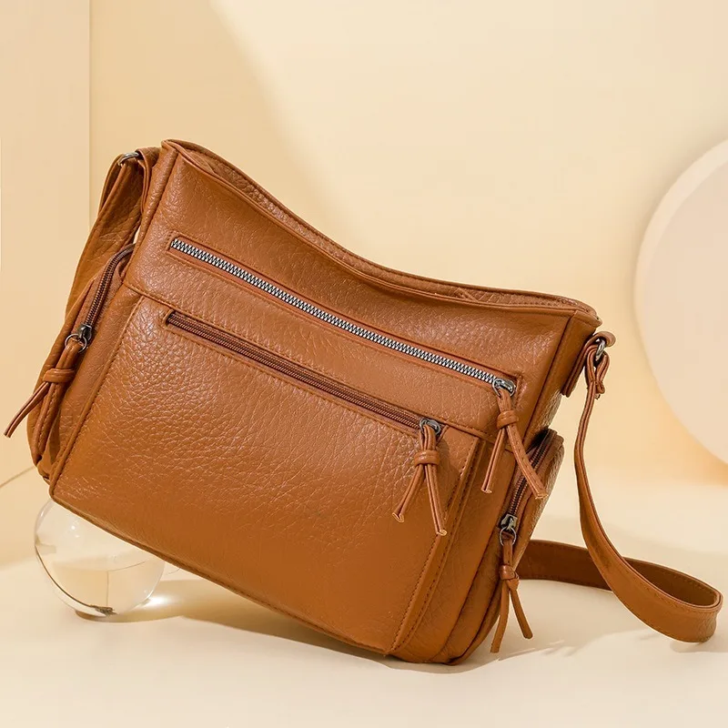 Women's Convertible Crossbody Bag Soft Faux Leather Large Capacity Shoulder Bag Multiple Compartments Everyday