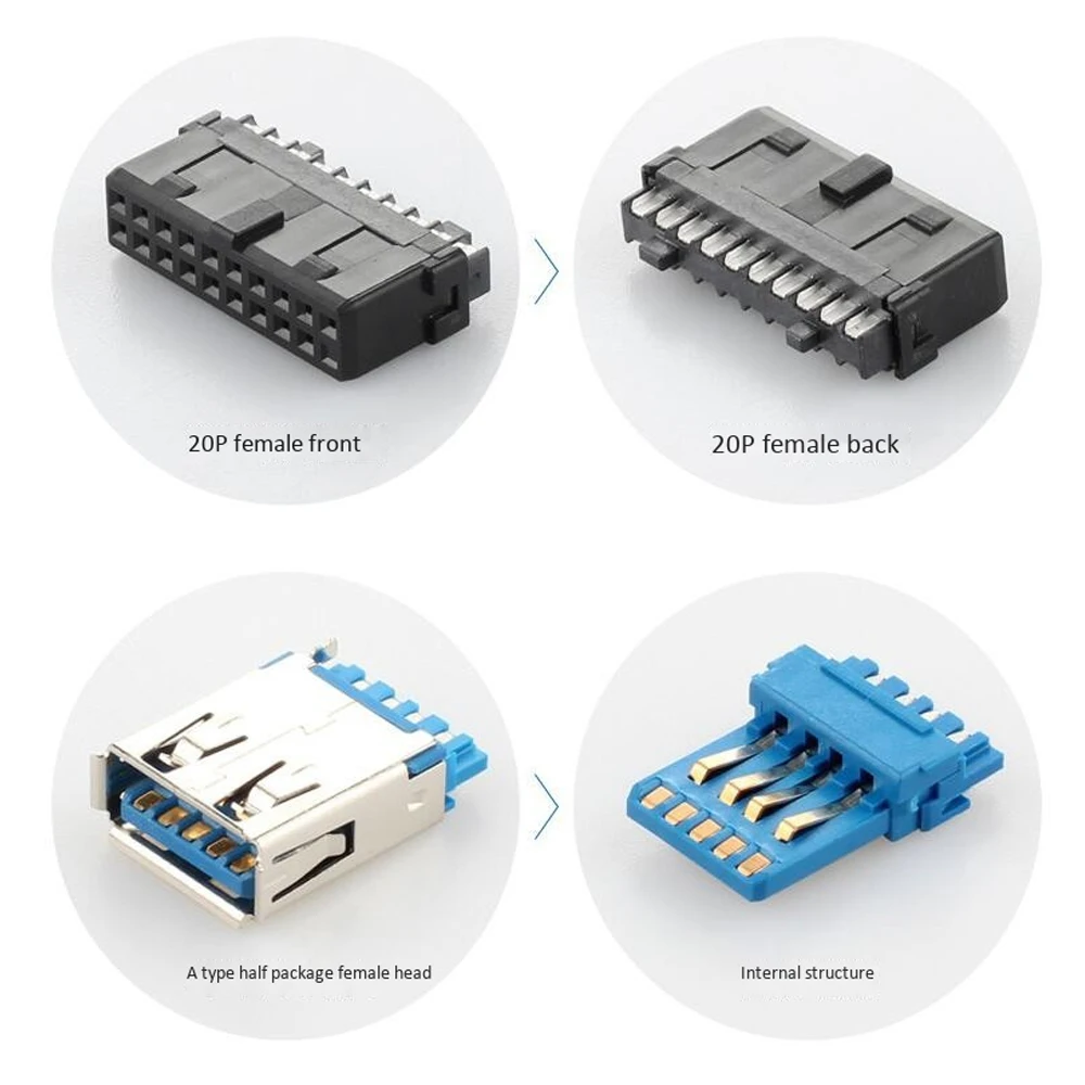50 سنتيمتر الكمبيوتر اللوحة الرئيسية 20 دبوس إلى المزدوج USB 3.0 منافذ اكسبرس كابل اللوحة 2 USB3.0 لوحة قوس تمديد كابل