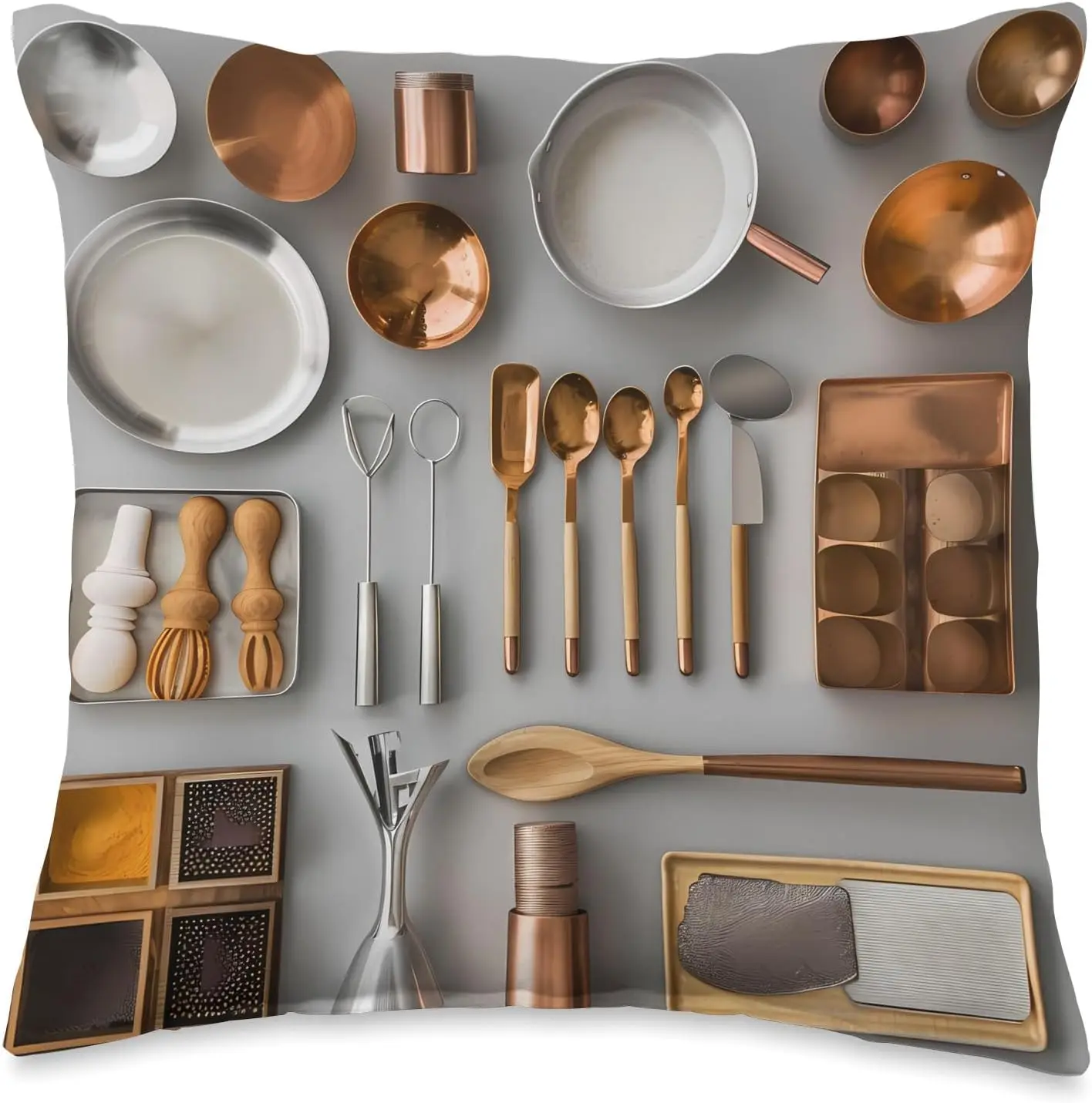 Kitchen Utensils & Contemporary Cookware Set Design Throw Pillow