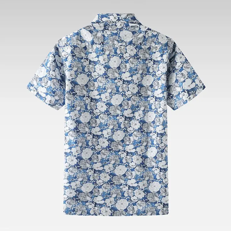 

New Summer Men's Fashionable Floral Thin Loose Casual Comfortable Versatile Breathable Short-sleeved Shirt Beach