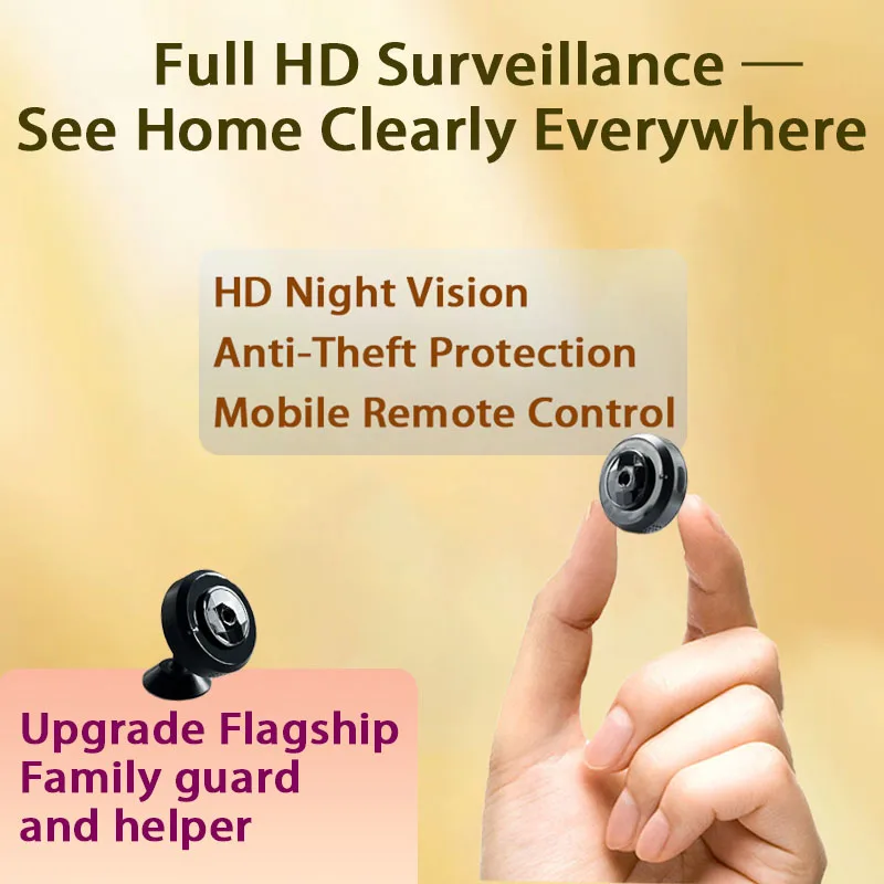 D Brand Full Hd Mini Monitor, 360-Degree No Blind Spots, No Need for Power or Installation, Built-In Battery, Portable, Night Vision, Motion Detection, Remote Connection to Mobile Phone, Sd Card Loop Recording, Indoor and Outdoor Home Security, Remote Photography and Video Recording Device
