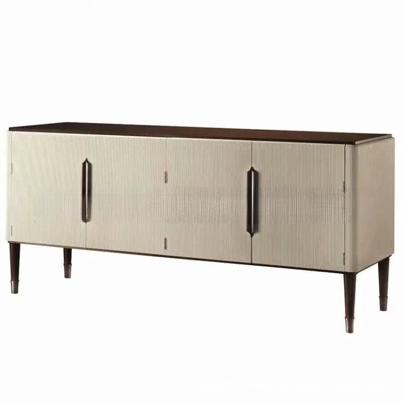Light luxury post-modern solid wood TV cabinet, model room fashionable four-door locker floor cabinet