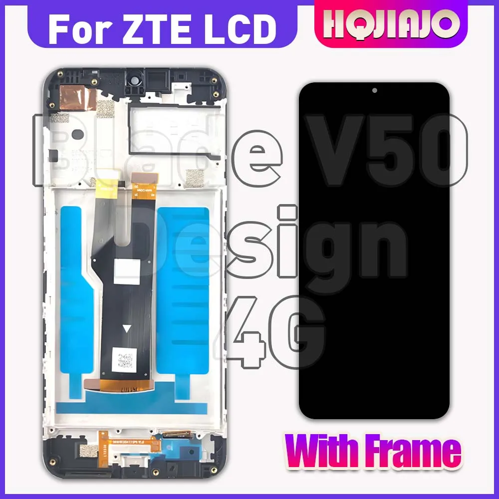 6.6'' IPS LCD Display For ZTE Blade V50 Design 4G with Frame Touch Screen Digitizer Assembly Replacement v50 Design repair Part