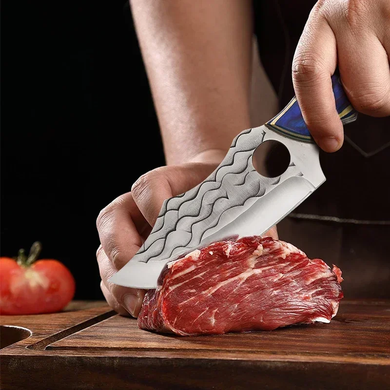Butcher Knife Hand Forged Boning Knife with Sheath Stainless Steel Kitchen Chef Knife Mongolian Meat Cleaver Kitchen Supplies