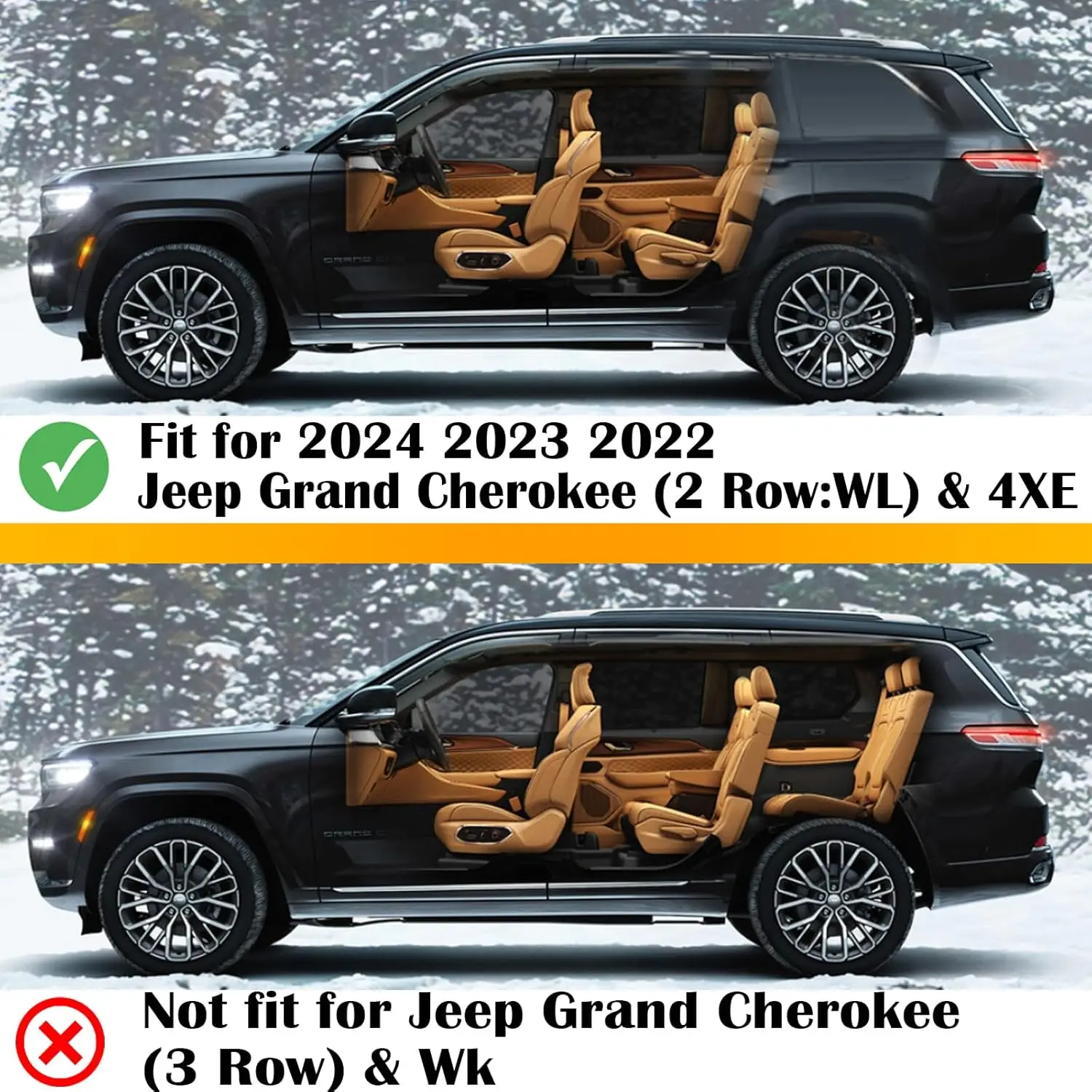 Cargo Cover for 2024 2023 2022 Jeep Grand Cherokee (2 Row WL) & 4XE, Retractable Rear Trunk Cover Compatible with Jeep Grand Che