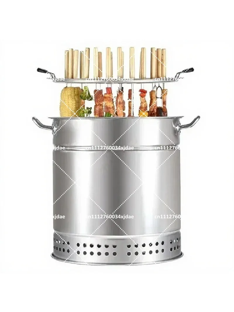 Smokeless Charcoal Grill Indoor Outdoor Hanging Stove Stainless Steel BBQ Oven 20/28 Skewers