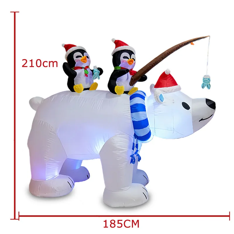 2025 NEW Inflatable Christmas Decorations 2.1M Polar Bear Penguin Fishing Outdoor Fun Decorations Inflatable Toys