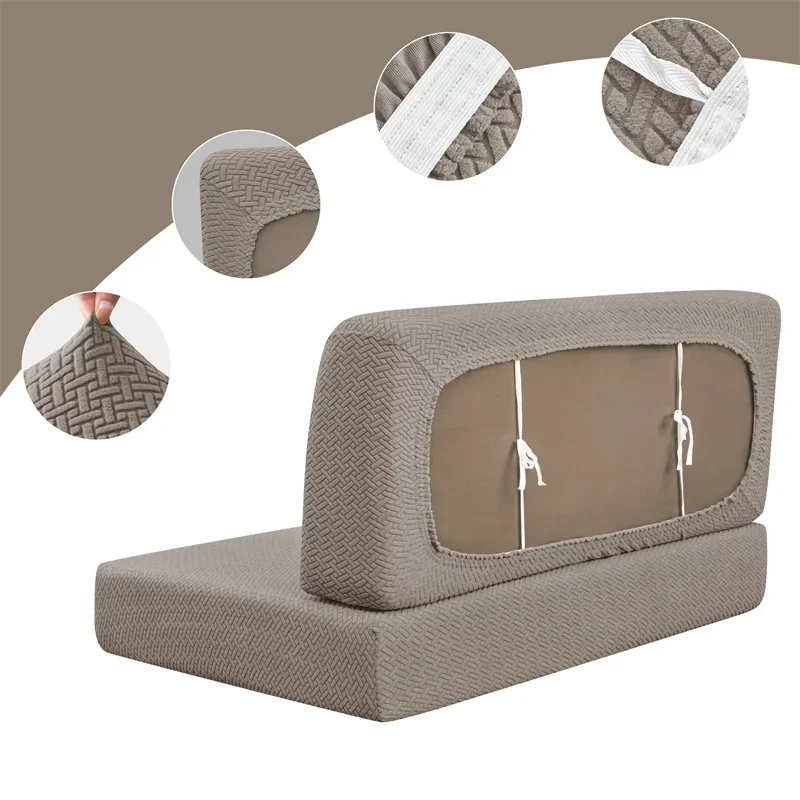 2 Pcs/set Jacquard RV Dinette Sofa Seat Cushion Covers Elastic Armless Couch Slipcovers Booth RV Camper Car Bench Backrest Cover