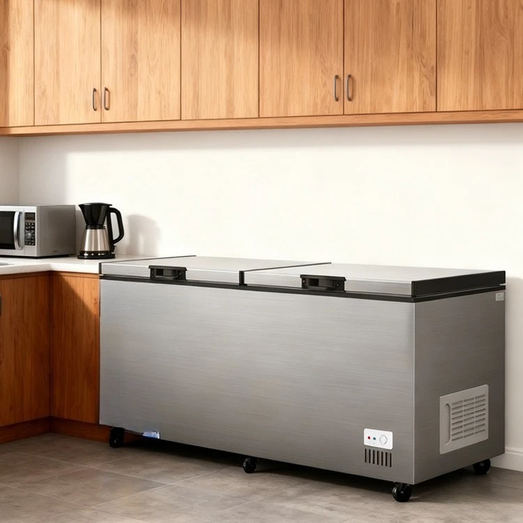 

Customized stainless steel two-door freezer deep double temperature commercial horizontal refrigerator household