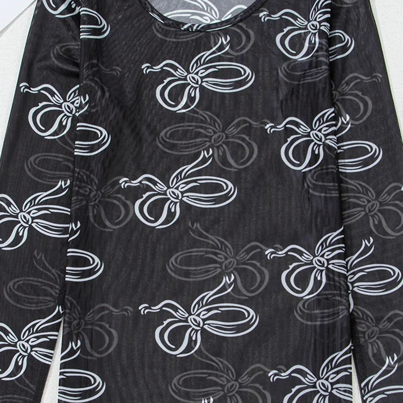 Casual  Knot Printed Me Wrap Women's T-irt Sli European Sle Slim Fit Polyester Thiened Spring Faion