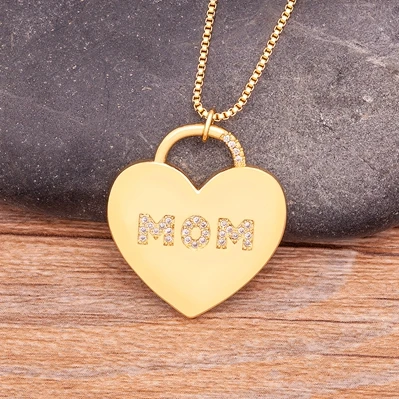 Women's Zircon MOM Heart Shape Necklace, Personalized Gift