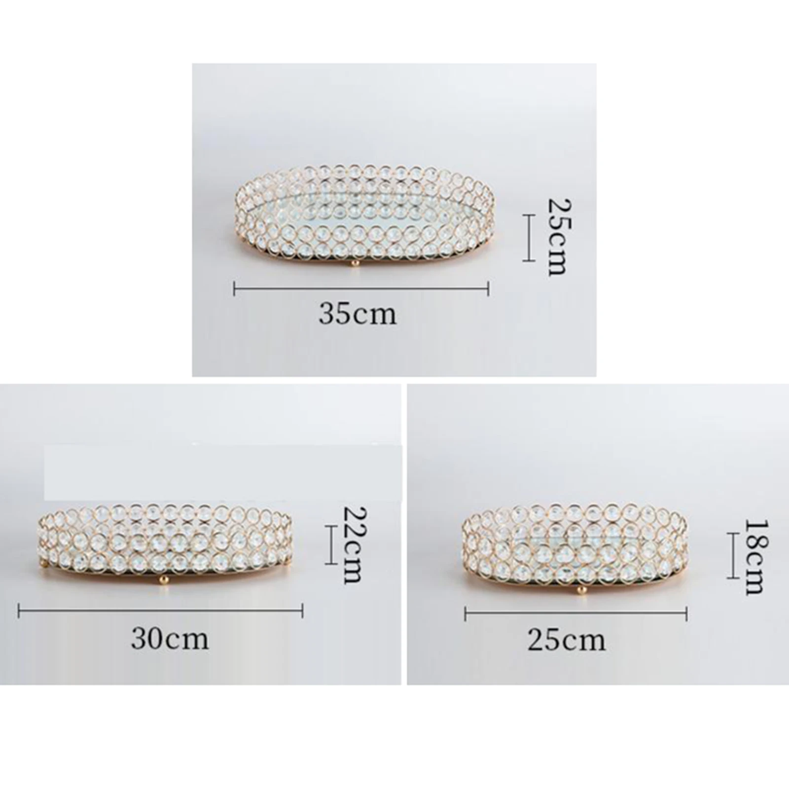 Golden Jewelry Storage Box Tray Glass Mirrored Crystal Cosmetic Make Up Organizer Home Decoration Rack Desktop Plate Tray