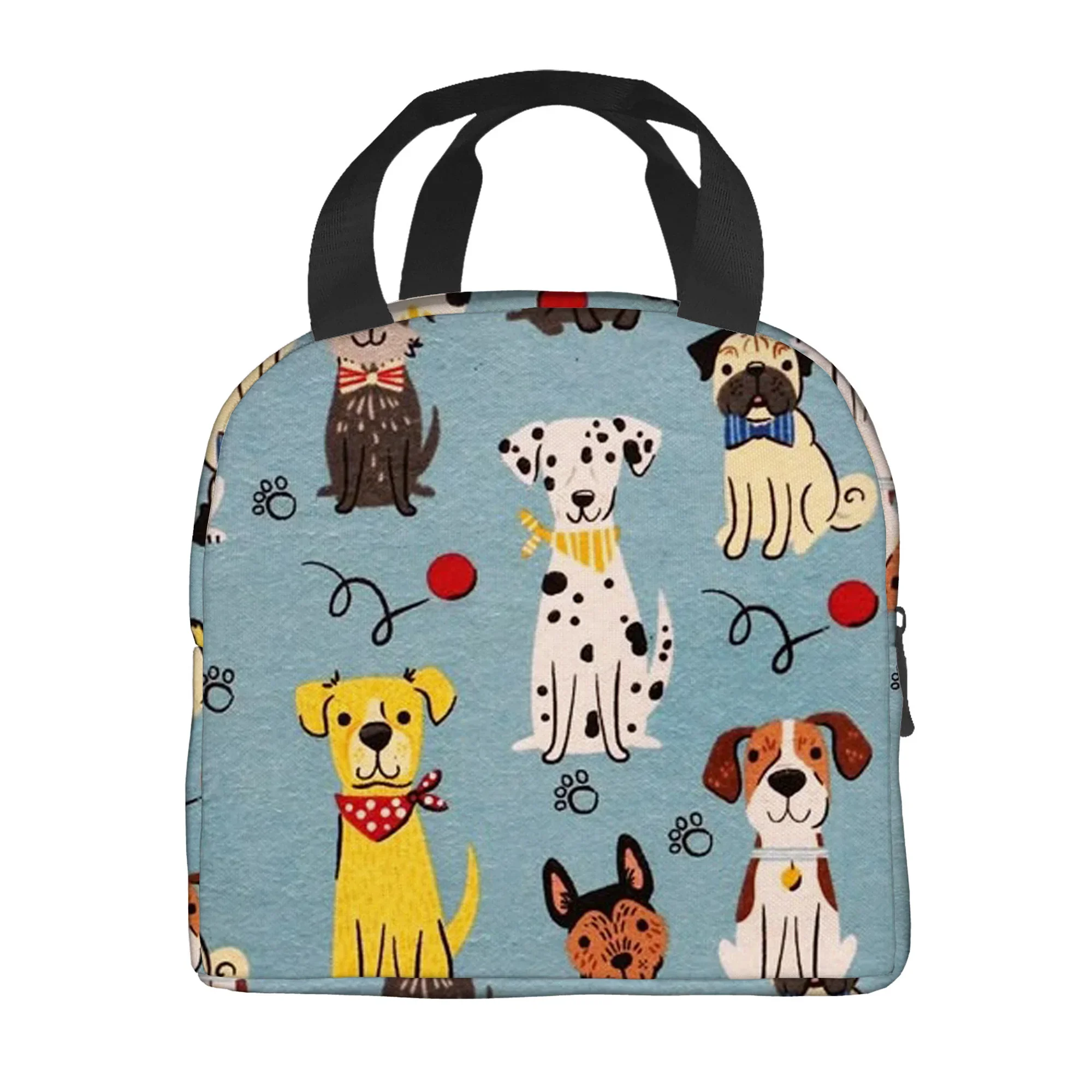 1pc Cute Dog Pattern Fabric Printed Thermal Bag | Insulated, Refrigerated, Non-Food Contact, Suitable for Home, Restaurant