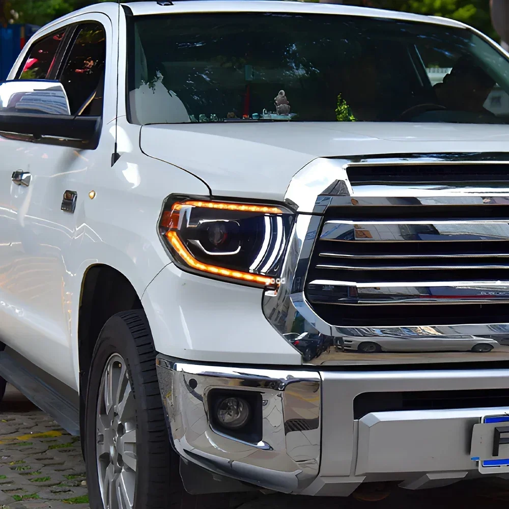 لتويوتا تندرا 2014-2020 LED مجموعة مصابيح السيارة الأمامية ترقية عدسة العارض التوصيل والتشغيل اكسسوارات المصابيح الأمامية للسيارات