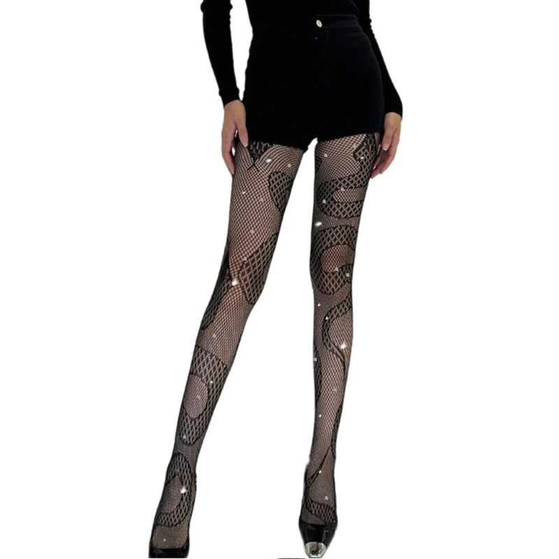 Stretch Fishnet Leggings Tights Halloween Snake Pattern Mesh Pantyhose for Women Dropshipping