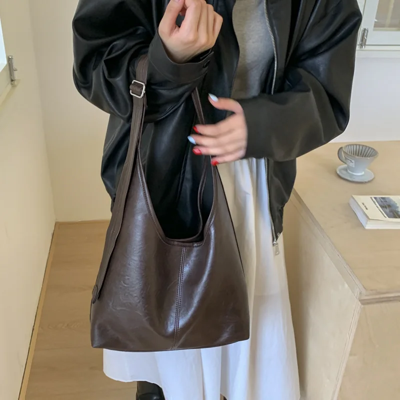 

Осенне-зимняя корейская сумка через плечо 202, просторная женская сумка через плечо, универсальная сумка-тоут «день-ночь», минималистичная сумка-слинг