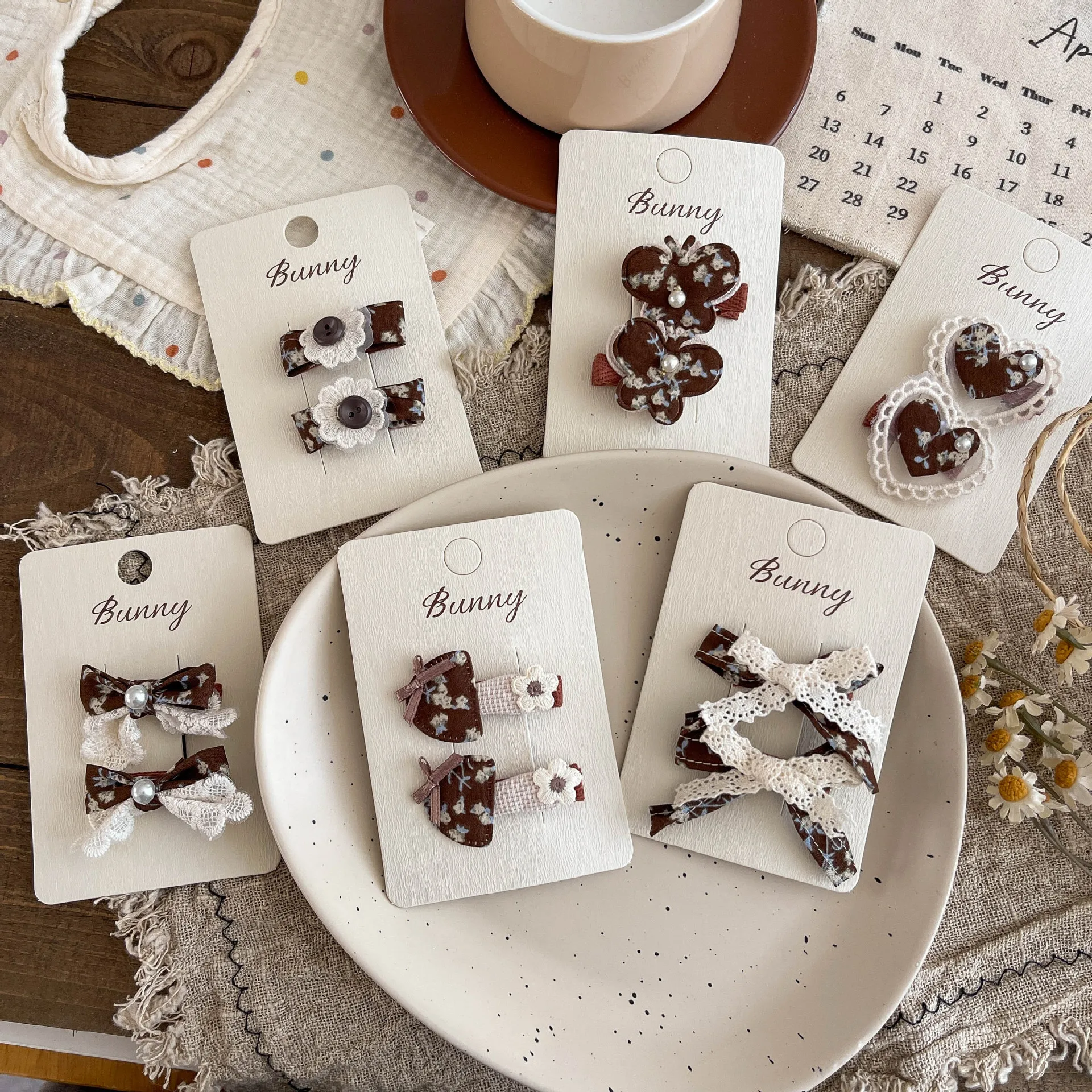 new-coffee-floral-butterfly-hairpin-retro-lace-mushroom-hairpin-hair-accessories-forehead-broken-bangs-clip