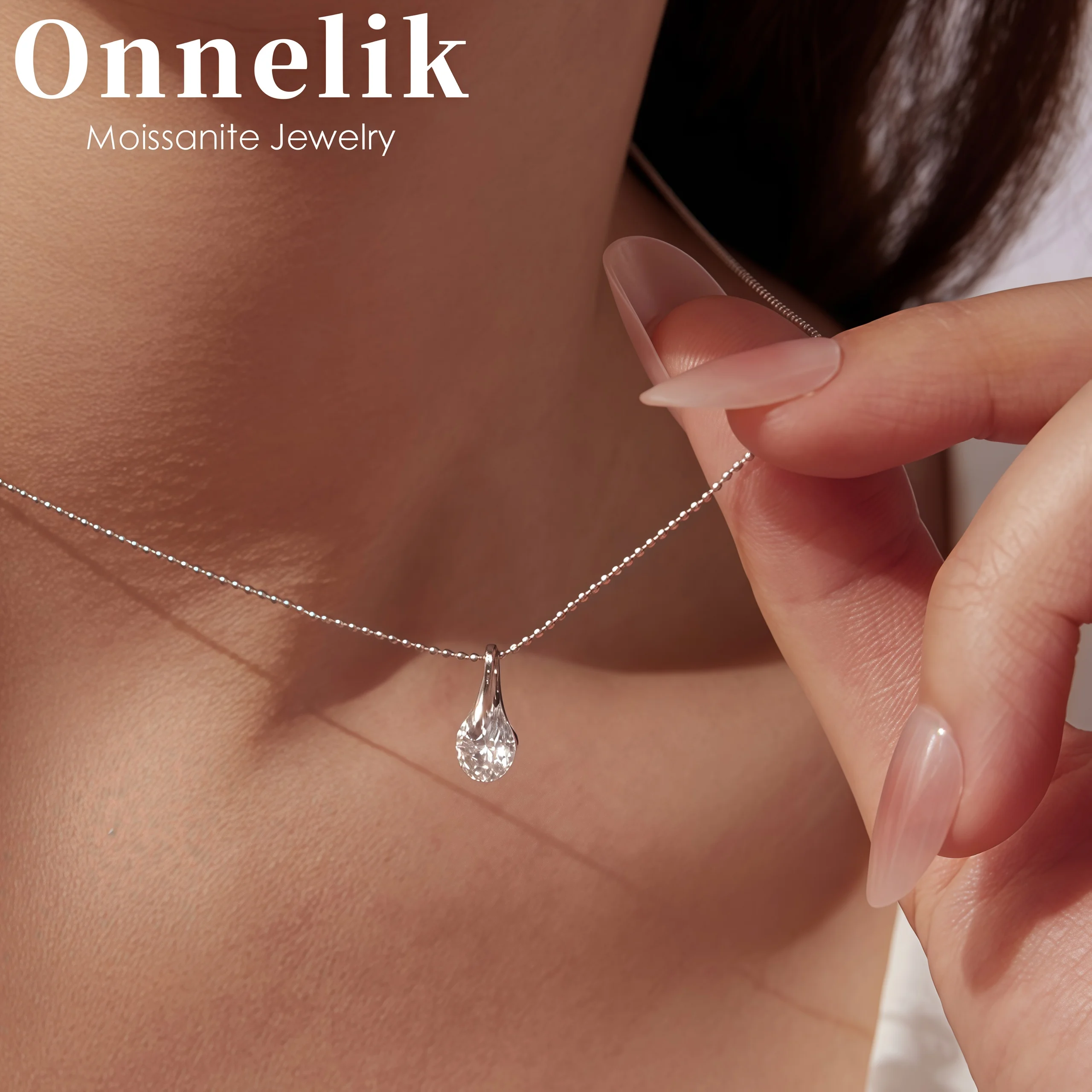 

Onnelik элегантное ожерелье с подвеской из муассанита D цвета 1 карат, роскошные сверкающие подарки, цепочка на ключицу из стерлингового серебра S925
